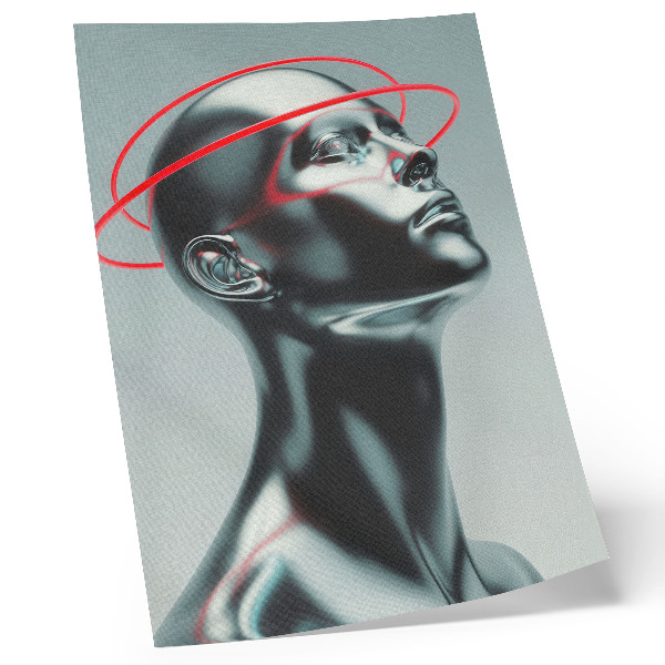 Plagát do obývačky Futuristická socha modernity červená sivá