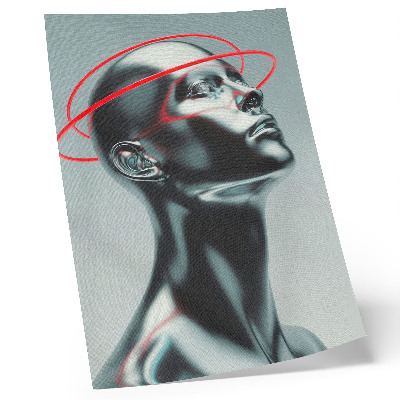 Plagát do obývačky Futuristická socha modernity červená sivá