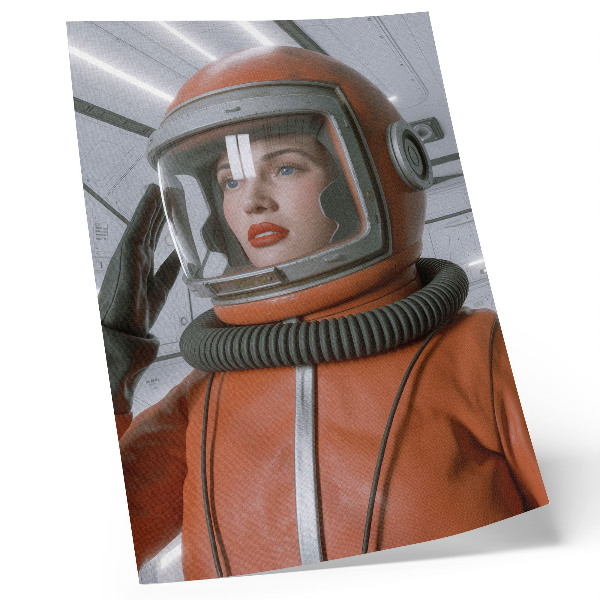 Plagát do obývačky Vesmírna postava v skafandri oranžovej modernity