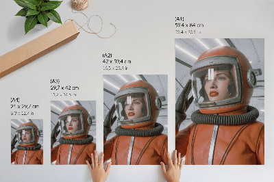 Plagát do obývačky Vesmírna postava v skafandri oranžovej modernity