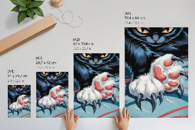 Poster na stenu Mačka s pazúrmi, živé farby, intenzívna dynamika