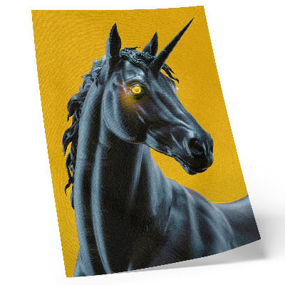 Poster na stenu Magický a tajomný jednorožec na žltom pozadí