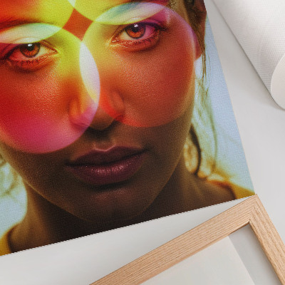 Poster na stenu Ľudská tvár s farebnými energetickými kruhmi