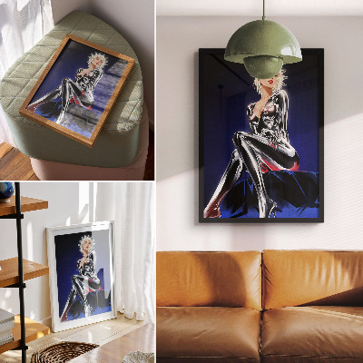 Plagát do obývačky Futuristická postava, lesklé prvky, intenzívne farby
