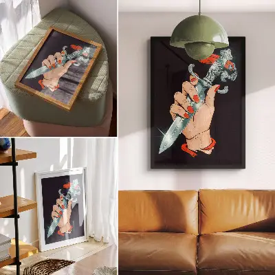 Plagát Ruka s dýkou s blikajúcimi detailmi