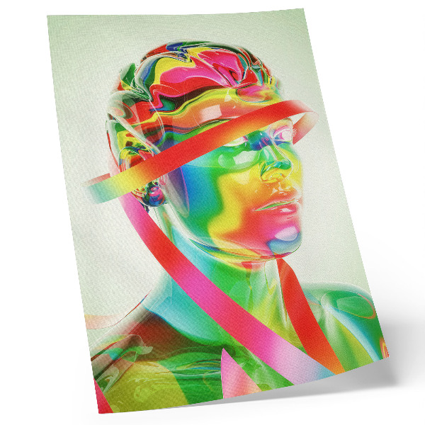 Poster na stenu Farebné vlny na futuristickej postave