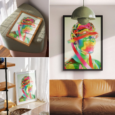 Poster na stenu Farebné vlny na futuristickej postave