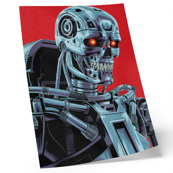 Poster na stenu Futuristický robot na červenom pozadí