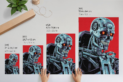 Poster na stenu Futuristický robot na červenom pozadí