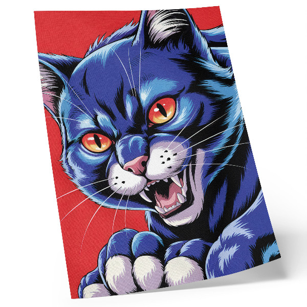 Plagát Energická modrá mačka s oranžovými akcentmi