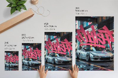 Poster na stenu Graffiti športových áut v modernej mestskej atmosfére