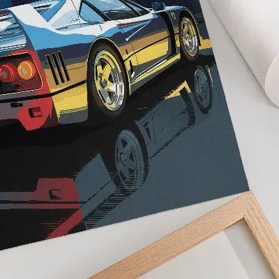 Plagát na stenu športové auto v meste počas noci s nádychom modernej elegancie