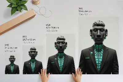 Plagát vo futuristickom štýle s výraznými kontrastmi a tyrkysovou farbou