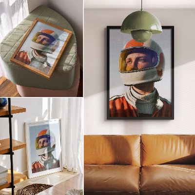 Poster na stenu Postava vo vesmírnej prilbe, futuristická atmosféra
