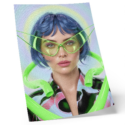 Plagát do obývačky Futuristický portrét ženy s energiou farieb