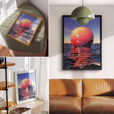 Poster na stenu Obrovská guľa na vode v teplých farbách