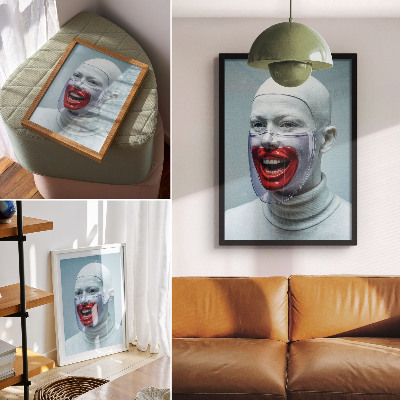 Plagát Moderná tvár v maske s glazovanou červenou tvárou.