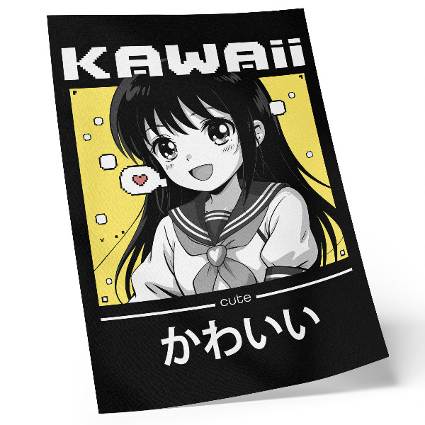 Plagát Čierne čiary v štýle manga so žltými akcentmi