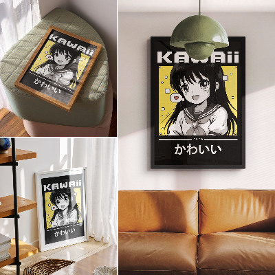 Plagát Čierne čiary v štýle manga so žltými akcentmi