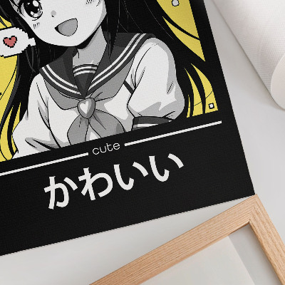 Plagát Čierne čiary v štýle manga so žltými akcentmi