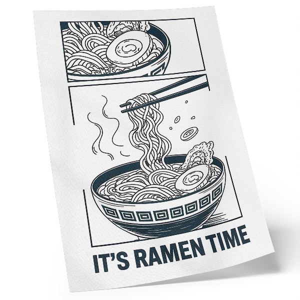 Plagát do obývačky Paličky v štýle komiksovej misky ramen nasávajú chuť