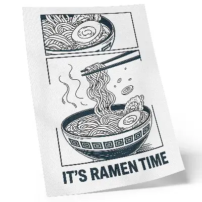 Plagát do obývačky s motívom paličiek v miske ramen v komiksovom štýle