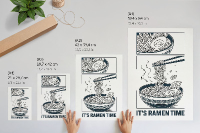 Plagát do obývačky Paličky v štýle komiksovej misky ramen nasávajú chuť