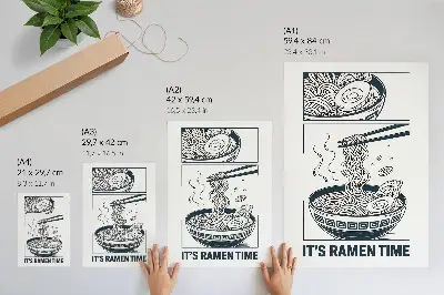 Plagát do obývačky s motívom paličiek v miske ramen v komiksovom štýle