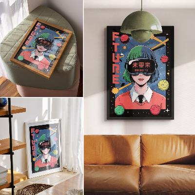 Poster na stenu Moderná vesmírna VR ženská téma