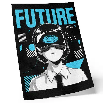 Plagát moderná postava s VR okuliarmi