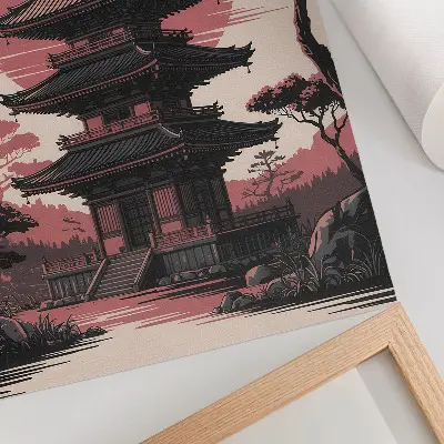 Poster na stenu orientálna pagoda v prírode so stromami v duchu harmónie a estetiky