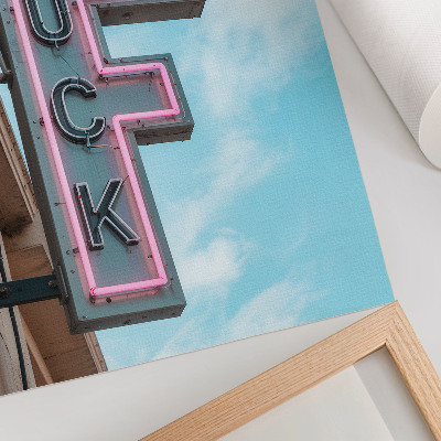 Poster na stenu Neónový retro nápis modrá obloha intenzívne farby