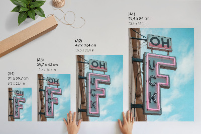Poster na stenu Neónový retro nápis modrá obloha intenzívne farby