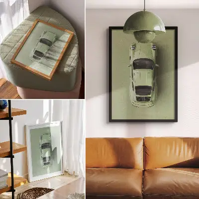 Plagát moderné auto v zelenom odtieni