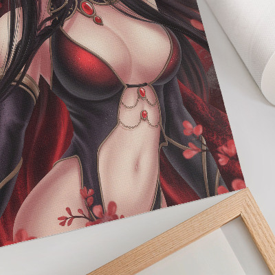Plagát Anime krása elegancia, dynamická červená čierna