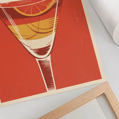 Plagát na stenu retro štýl s elegantnou koktailovou grafikou a atmosférou nostalgie
