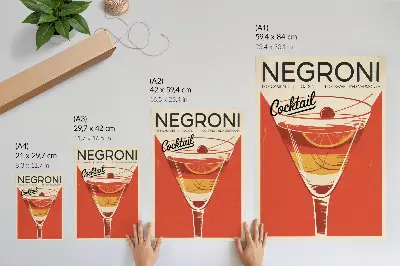 Plagát na stenu retro štýl s elegantnou koktailovou grafikou a atmosférou nostalgie