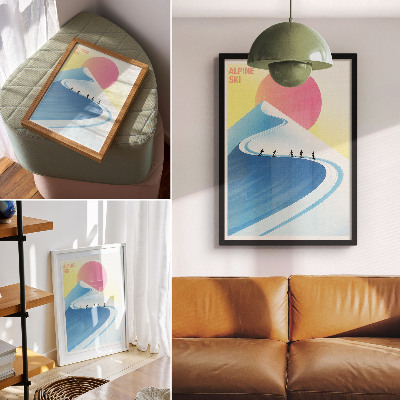 Poster na stenu Minimalistická scéna s lyžiarmi a oblohou