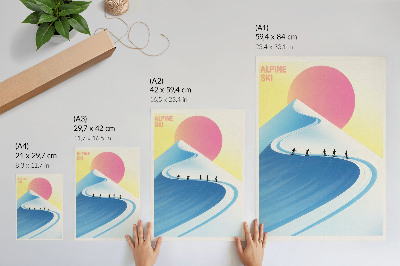 Poster na stenu Minimalistická scéna s lyžiarmi a oblohou
