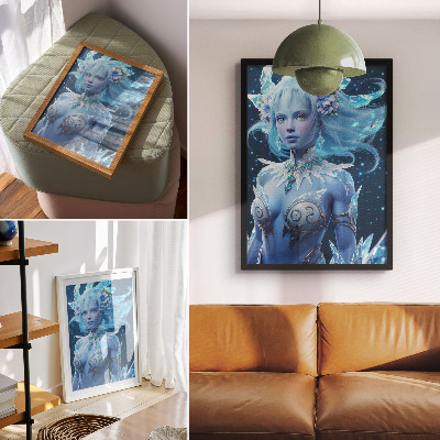 Plagát do obývačky Fantastická atmosféra, magická postava, ľadové kryštáliky