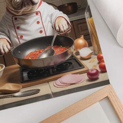 Poster na stenu Bulldog v kuchyni v zábavnom surrealistickom štýle