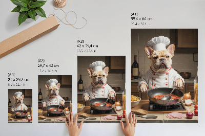 Poster na stenu Bulldog v kuchyni v zábavnom surrealistickom štýle