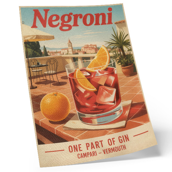 Poster na stenu Pomarančový nápoj na terase, atmosféra v retro štýle