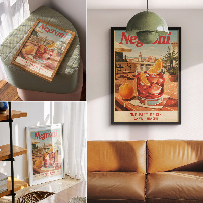 Poster na stenu Pomarančový nápoj na terase, atmosféra v retro štýle