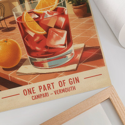 Poster na stenu Pomarančový nápoj na terase, atmosféra v retro štýle