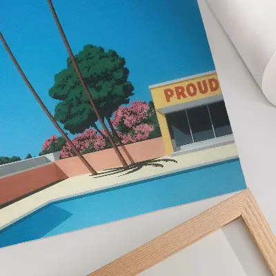 Plagát modrá obloha s palmami pri bazéne v modernom štýle