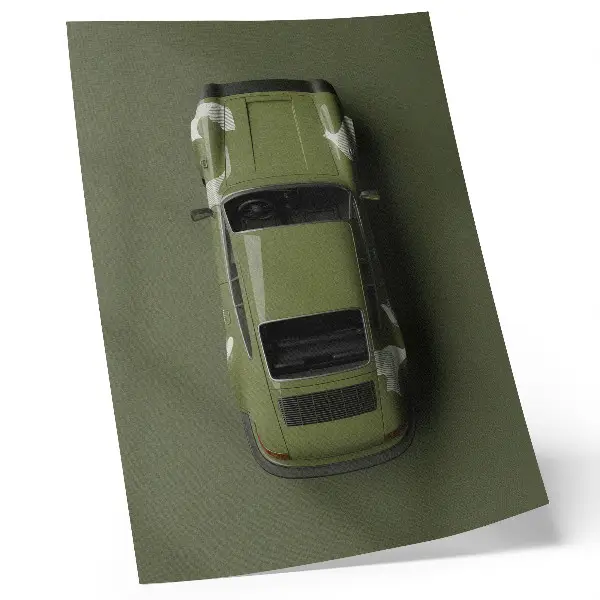 Plagát na stenu elegantné zelené auto v minimalistickom štýle