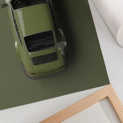 Plagát na stenu elegantné zelené auto v minimalistickom štýle