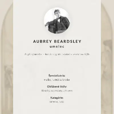 Plagát do obývačky litánie k Márii Magdaléne od Aubreyho Vincenta Beardsleyho