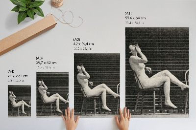 Plagát do obývačky Žena sediaca nahá na stoličke a fajčiaca cigaretu, Eadweard Muybridge